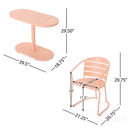 Santa Monica 3-Piece Outdoor Bistro Set – Modern Iron Patio Dining Set