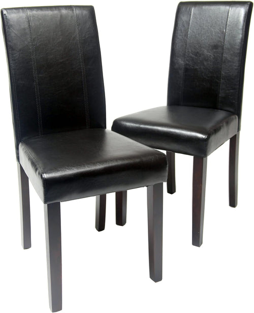 Parson Chair Leatherette Padded Black Urban Set Of 2