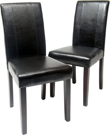 Parson Chair Leatherette Padded Black Urban Set Of 2