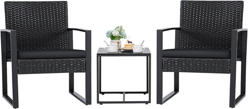 Black Cushioned Outdoor All Weather Patio Conversation Set
