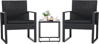 Black Cushioned Outdoor All Weather Patio Conversation Set