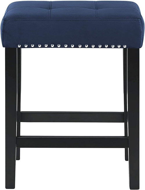 Blue Velvet Bar Table Set With 3 Stools Faux Marble Top