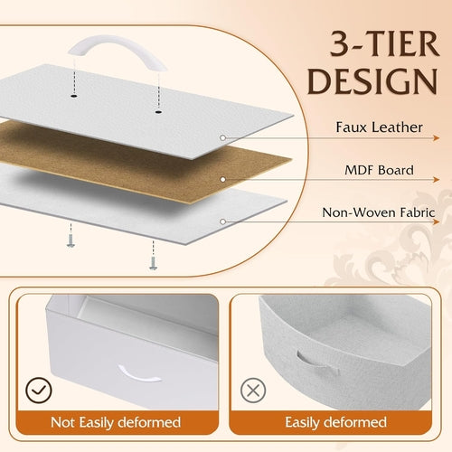 Fabric Dresser For Bedroom With Tall White Finish Storage