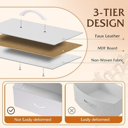 Fabric Dresser For Bedroom With Tall White Finish Storage