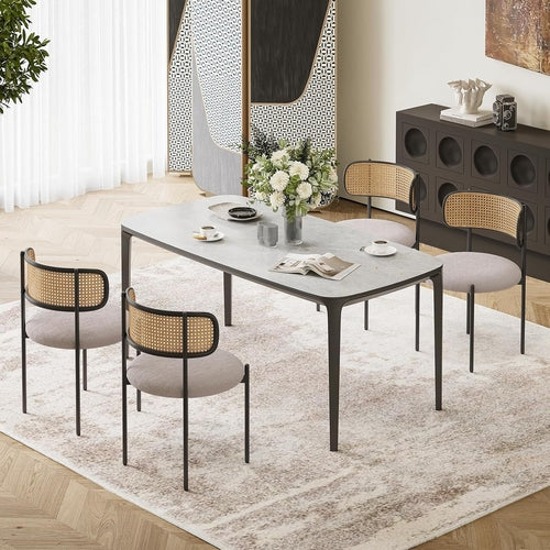 Gray Rattan Back Mid Century Dining Chairs Set Of 2