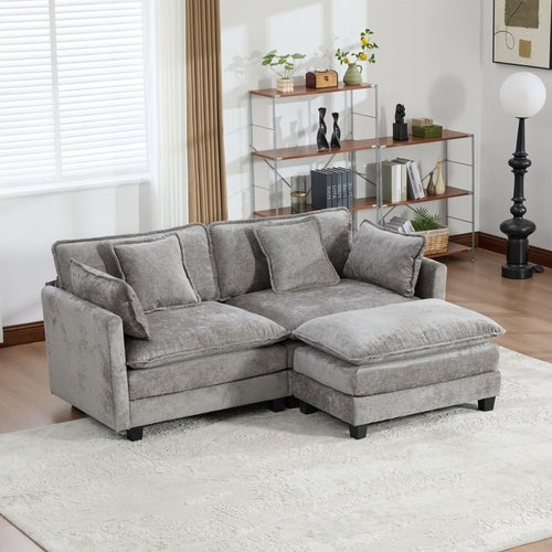 Cloud Sofa Modern Sectional Couch, Double Layer Upholstered Chenille