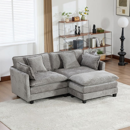 Cloud Sofa Modern Sectional Couch, Double Layer Upholstered Chenille