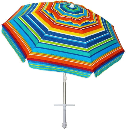 6.5Ft Durable Beach Umbrella With Sand Anchor UV Protected