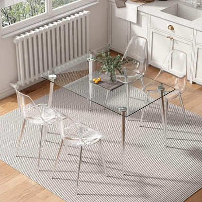 Clear Acrylic Dining Chairs Set Of 4 With Metal Legs