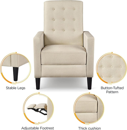 Fabric Recliner Chair Mid Century Modern With Durable Polyester