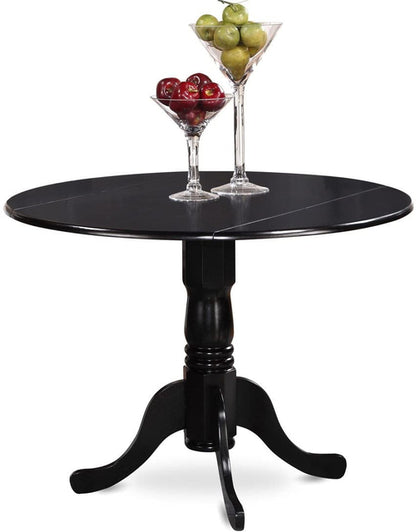 5 Piece Drop Leaf Dining Table Set Black Faux Leather