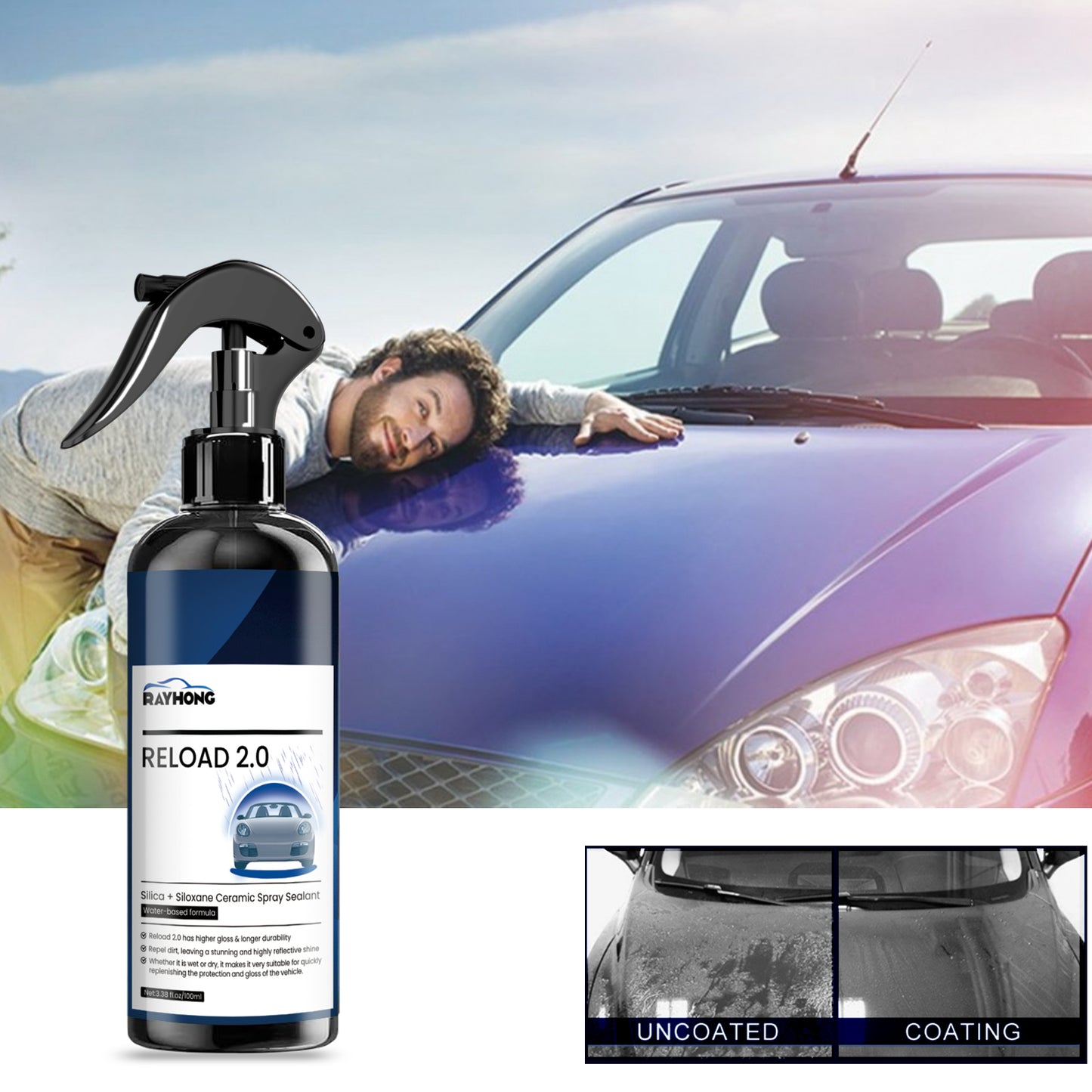 Silica + Siloxane Ceramic Spray Sealant, Car Paint Maintenance Paint Cleaning Stains Polishing Brightening Refurbishing Agent