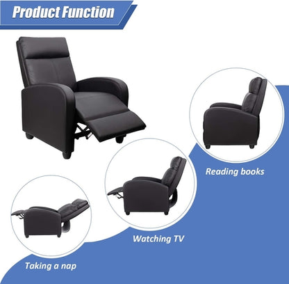 PU Leather Recliner Chair For Home Theater Ergonomic Build