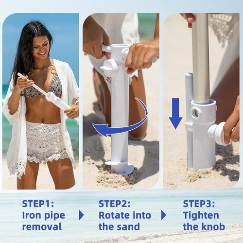 7.5Ft Heavy Duty Beach Umbrella UV 50 Protection Tilt