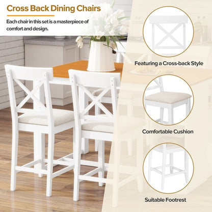 60'Lx30'W Solid Wood Farmhouse Counter Height Dining Table Set with