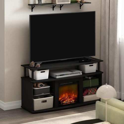 Jensen Open Shelving TV Entertainment Center With Electric Fireplace
