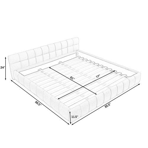 Upholstered Bed Frame with Thick Chenille Fabric, Grounded Platform