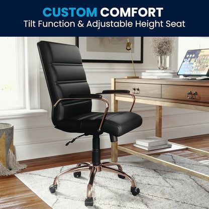 Whitney Mid Back LeatherSoft Desk Chair With Adjustable Height Black
