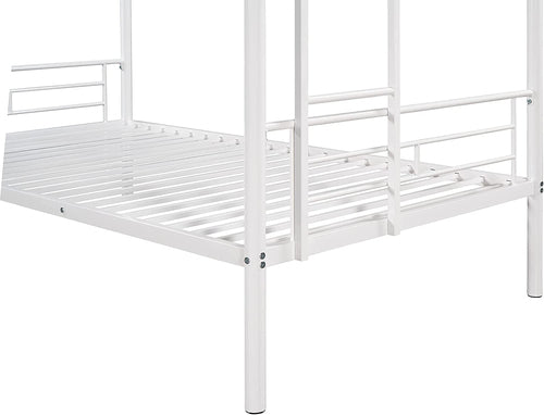 Twin Over Twin Metal Bunk Bed With 2 Ladders White