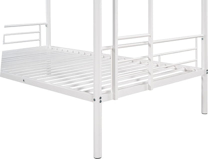 Twin Over Twin Metal Bunk Bed With 2 Ladders White
