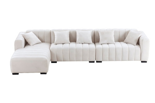 139'' Channel Tufted Sofa Velvet Upholstered Left Chaise Modular Sofa
