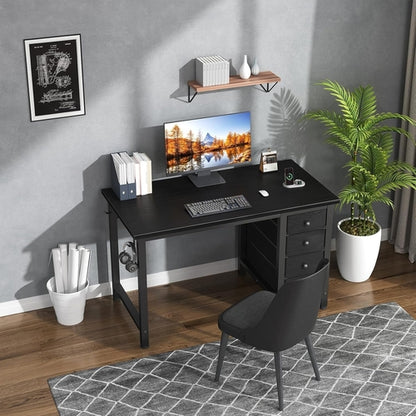 40 Inch Small Gaming Desk With Fabric Drawers Black
