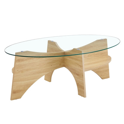 Oval Glass Coffee Table – 41.3" Modern Tempered Glass Table,