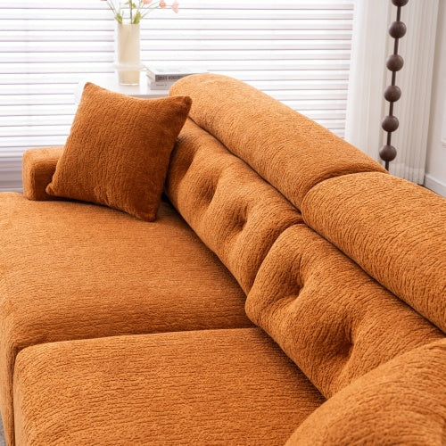 LY-029 ORANGE COMPRESSION SOFA 4-seater Combined Sofa, Wood Grain