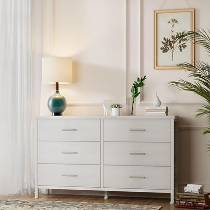 White Dresser With 6 Drawers For Bedroom Storage Solutions