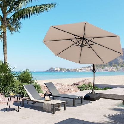 11ft Cantilever Umbrella With Base Champagne Aluminum Outdoor Patio