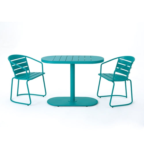 Santa Monica 3-Piece Outdoor Bistro Set – Modern Iron Patio Dining Set