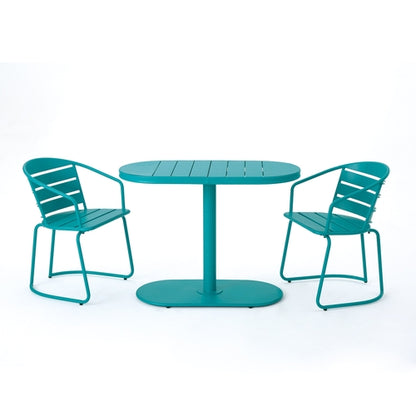 Santa Monica 3-Piece Outdoor Bistro Set – Modern Iron Patio Dining Set