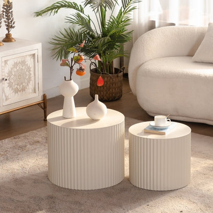 Round Wood Coffee Table for Living Room for Small Space Apartment and
