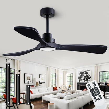 52 Inch Wood Ceiling Fan With Remote And Light Kit Black