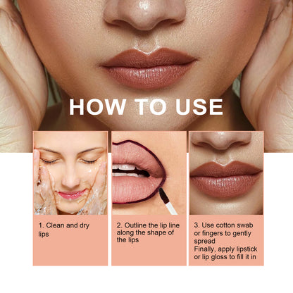 Peel Lip Liner, Outline Lip Shape Lip Color Waterproof Non-Smudging Peel Lip Liner Lip Brush