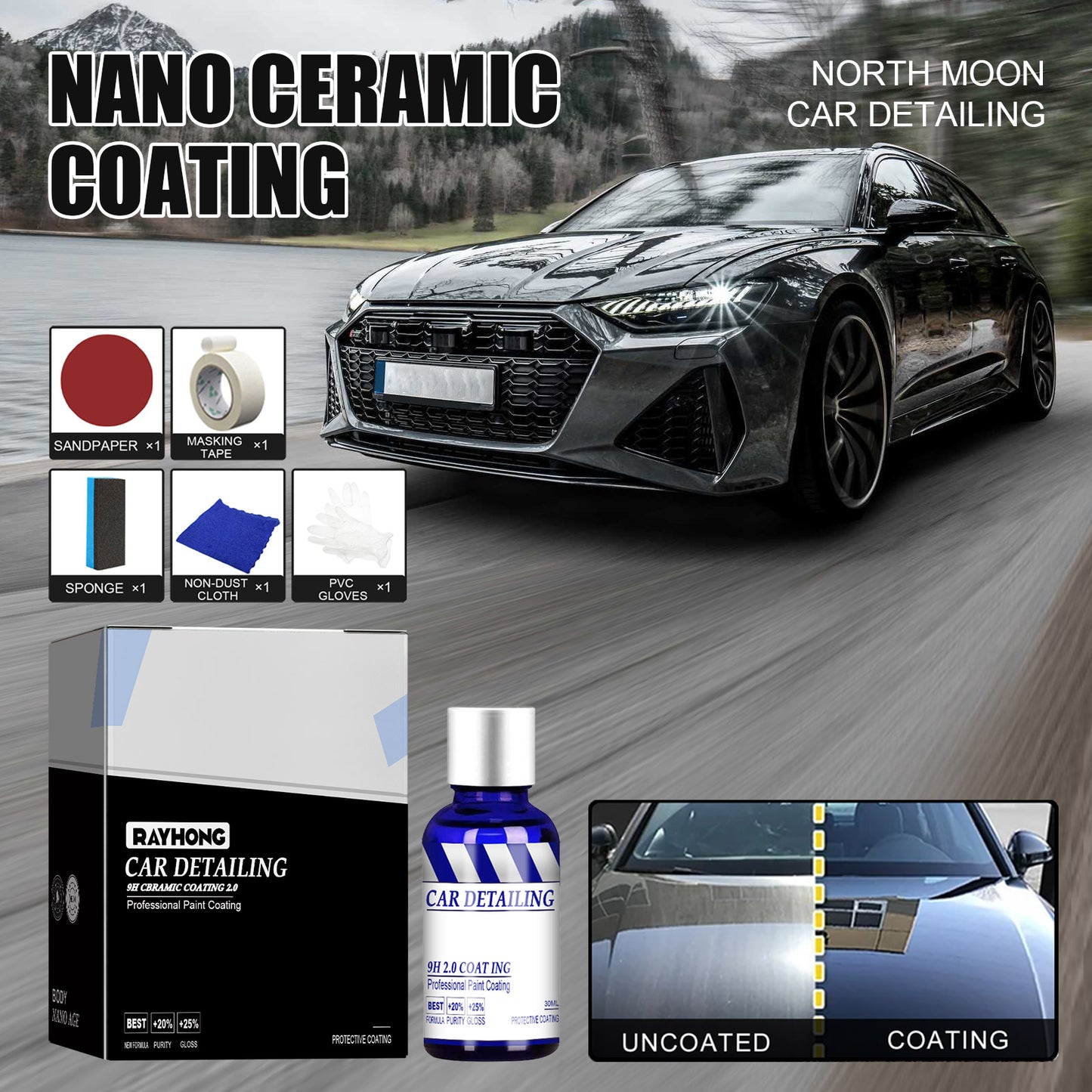 Car Detailing Professional Paint Coating, Super Hydrophobic Crystal Plating Solution For Waterproof Nano Ceramic Refurbished Car Paint
