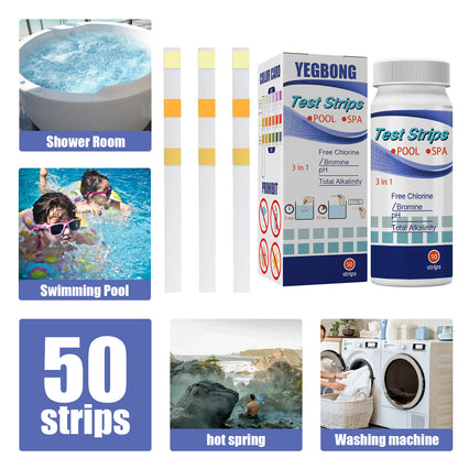 Yegbong Test Strips, Swimming Pool Speed Residual Chloric Acid Base Number Total Alkalinity Total Hardness Water Quality Test Paper