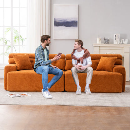 LY-029 ORANGE COMPRESSION SOFA 4-seater Combined Sofa, Wood Grain