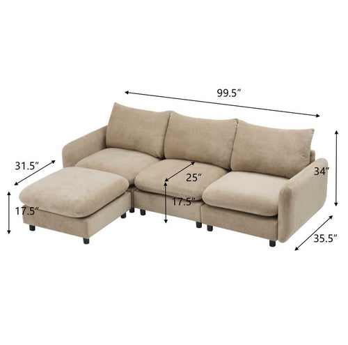 Modular Velvet Sectional Sofa Corner Chair – Convertible Upholstered