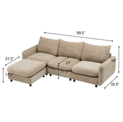 Modular Velvet Sectional Sofa Corner Chair – Convertible Upholstered