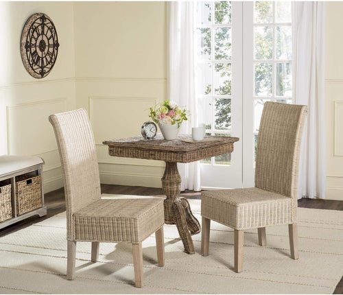 Grey Wicker Rattan 18 Inch Dining Chair For Living Room Safavieh