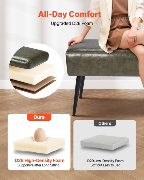 Leather Bedroom Bench, PU Leather Bench With Metal Legs And With