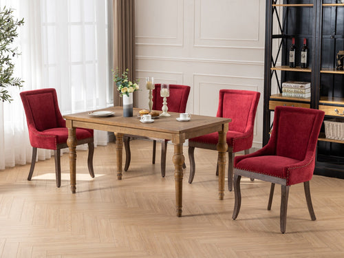 Ultra Side Dining Chair, Thickened Fabric with Solid Wood Legs and