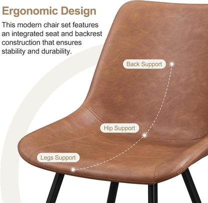 Dining Chairs Set Of 2 Brown Upholstered Faux Leather