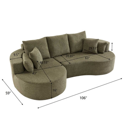 106" Curved Boucle Cloud Sectional Sofa with Chaise Lounge – 2-Piece