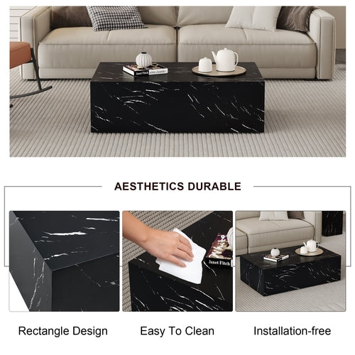 Modern Coffee Table – 39.3" Rectangular Accent Table with Textured