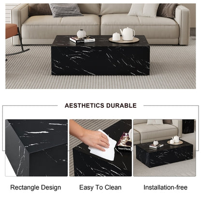 Modern Coffee Table – 39.3" Rectangular Accent Table with Textured