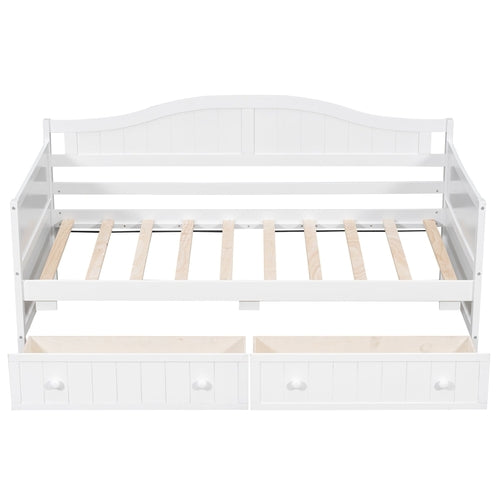 Twin Wooden Daybed with 2 drawers, Sofa Bed for Bedroom Living Room,No
