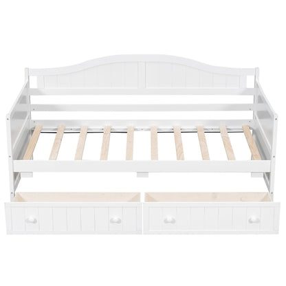 Twin Wooden Daybed with 2 drawers, Sofa Bed for Bedroom Living Room,No