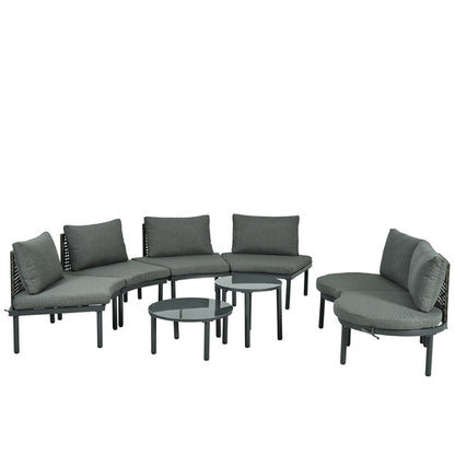 8-Piece Patio Sofa Furniture Set, Half Moon Outdoor Sectional Sofa